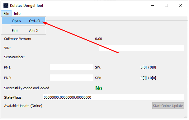 Kufatec dongle tool File > Open