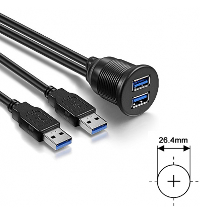 Presa USB 3.0 doppia da incasso con cavo da 200cm